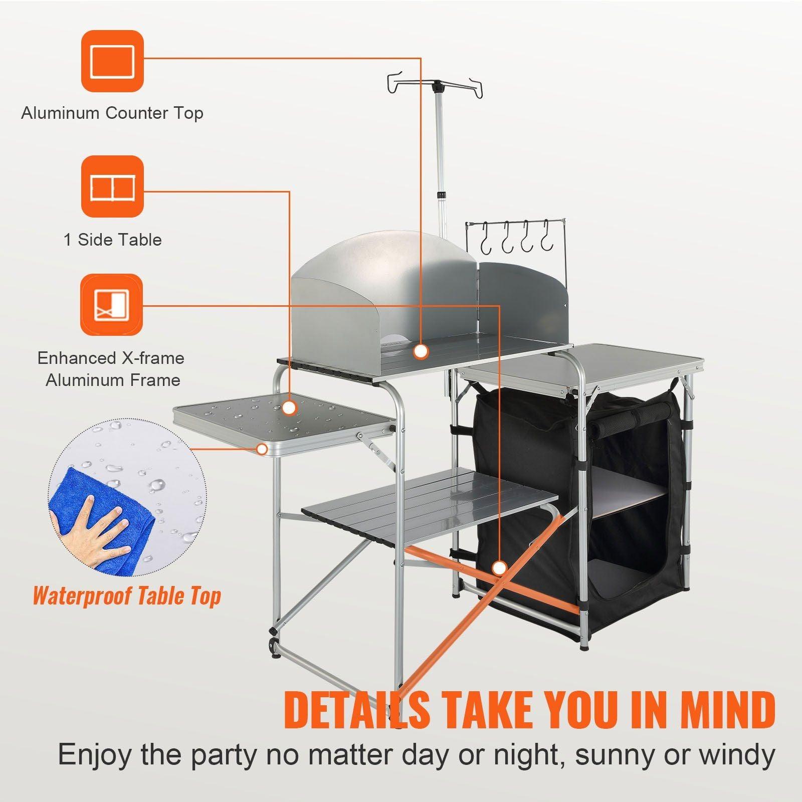VEVOR Camping Kitchen Table, Folding Outdoor Cooking Table - Inside The Bars