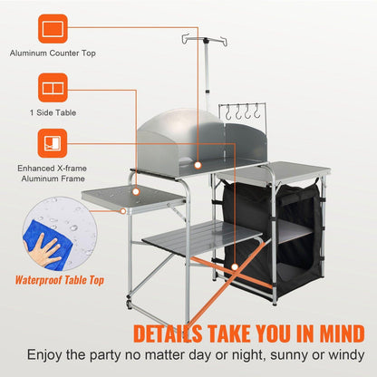 VEVOR Camping Kitchen Table, Folding Outdoor Cooking Table - Inside The Bars