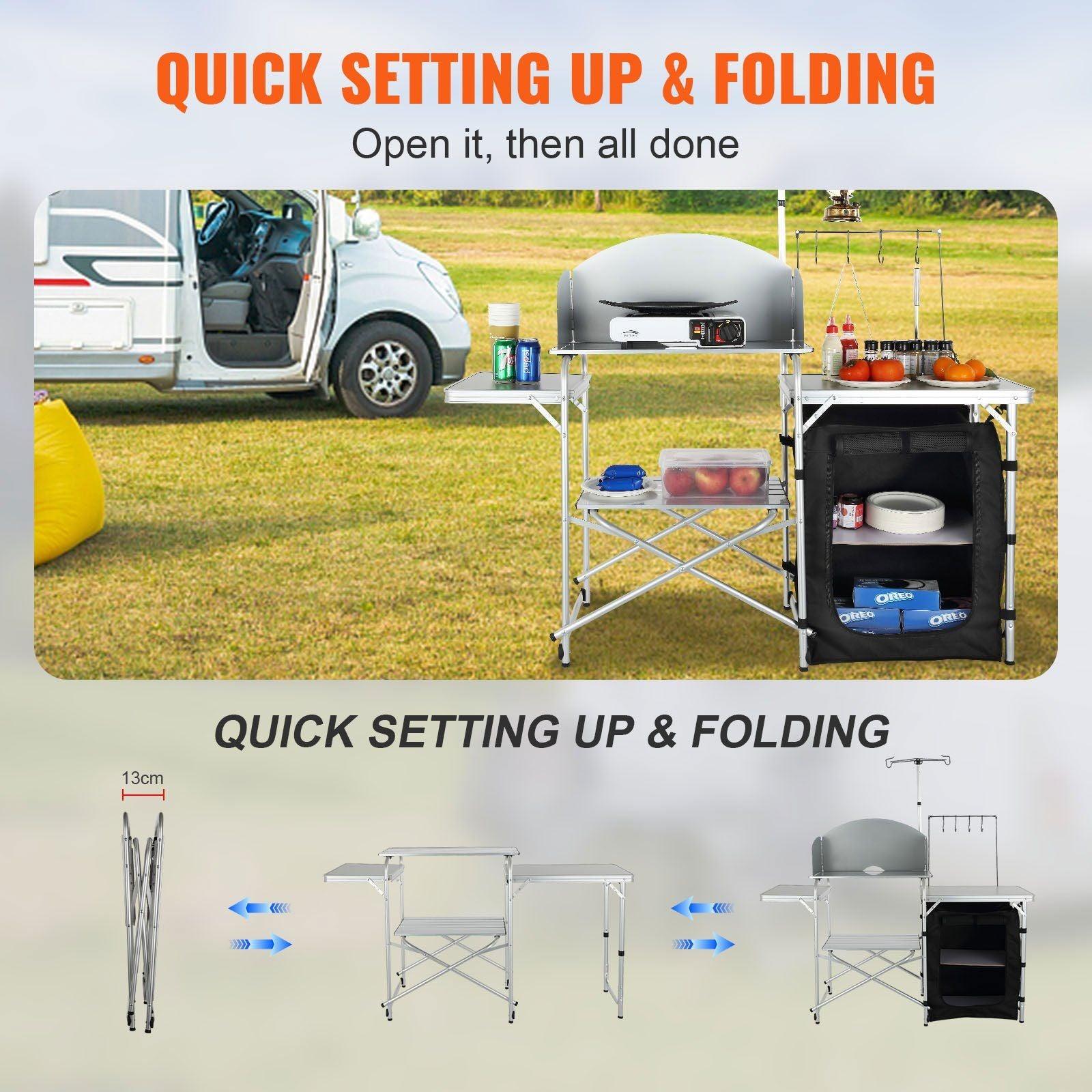 VEVOR Camping Kitchen Table, Folding Outdoor Cooking Table - Inside The Bars