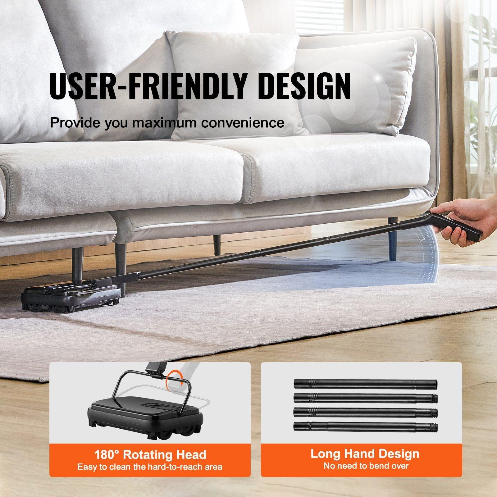 VEVOR Carpet Sweeper Manual Non Electric 300 ml Dustbin - Inside The Bars