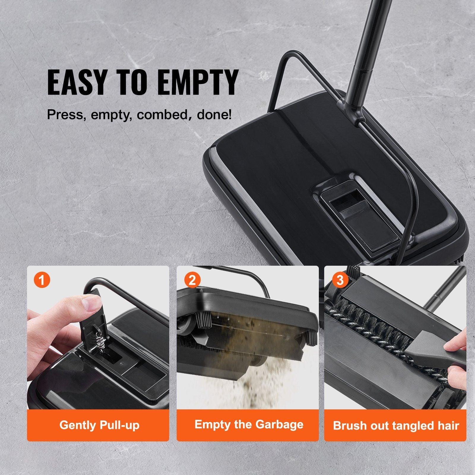 VEVOR Carpet Sweeper Manual Non Electric 300 ml Dustbin - Inside The Bars