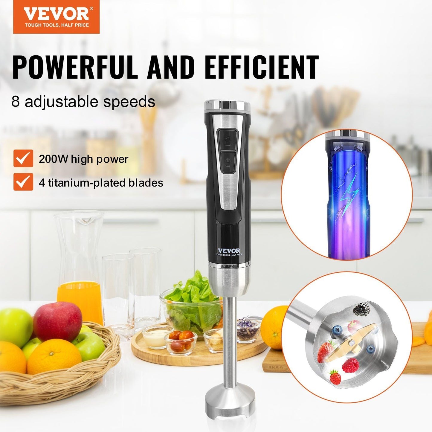 VEVOR Commercial Immersion Blender 200 Watt Heavy Duty Mixer - Inside The Bars
