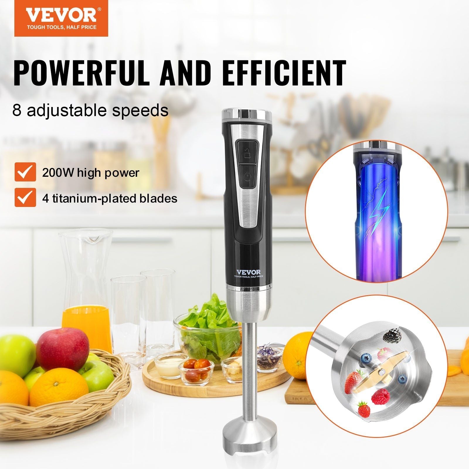 VEVOR Commercial Immersion Blender 200 Watt Heavy Duty Mixer - Inside The Bars