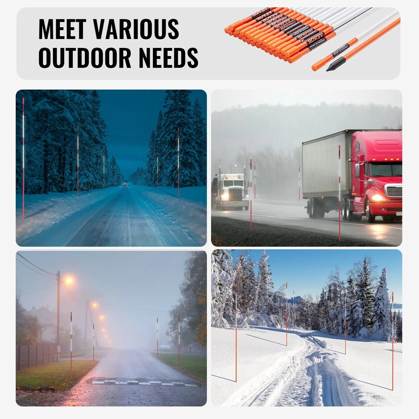 VEVOR Driveway Markers 48 Inch Orange Fiberglass Poles - Inside The Bars