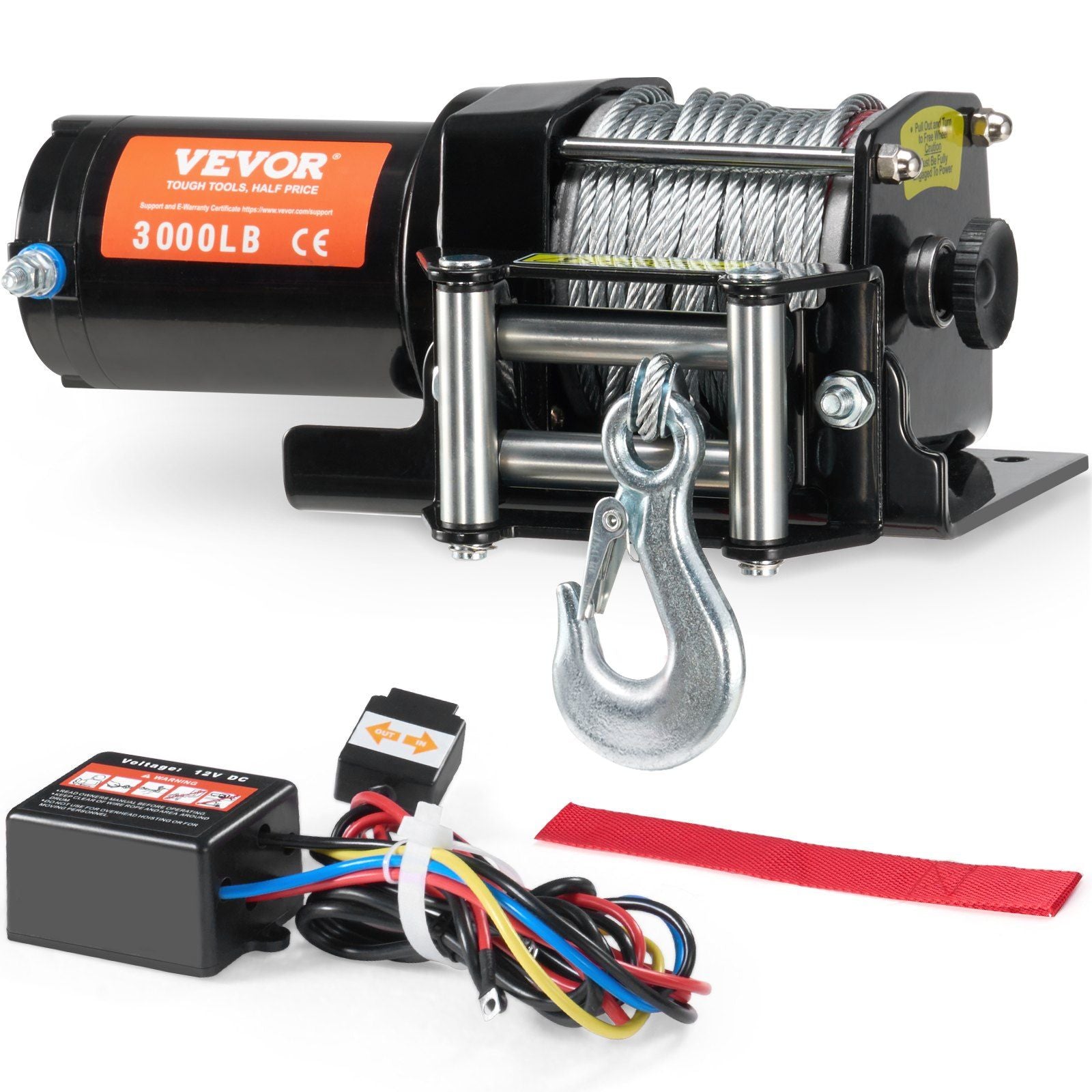 VEVOR Electric Winch ATV UTV 3000 lb Steel Cable Waterproof - Inside The Bars
