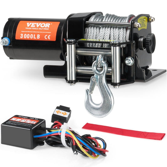 VEVOR Electric Winch ATV UTV 3000 lb Steel Cable Waterproof - Inside The Bars