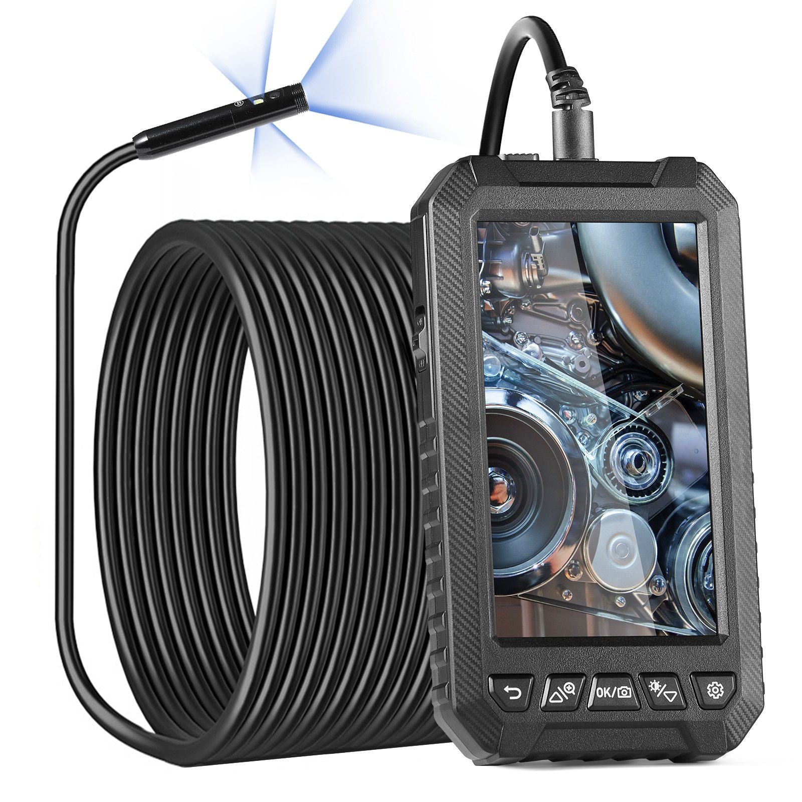 VEVOR Endoscope Camera with Lights Triple Lens Borescope 49.2FT Cable 5 Inch Screen - Inside The Bars
