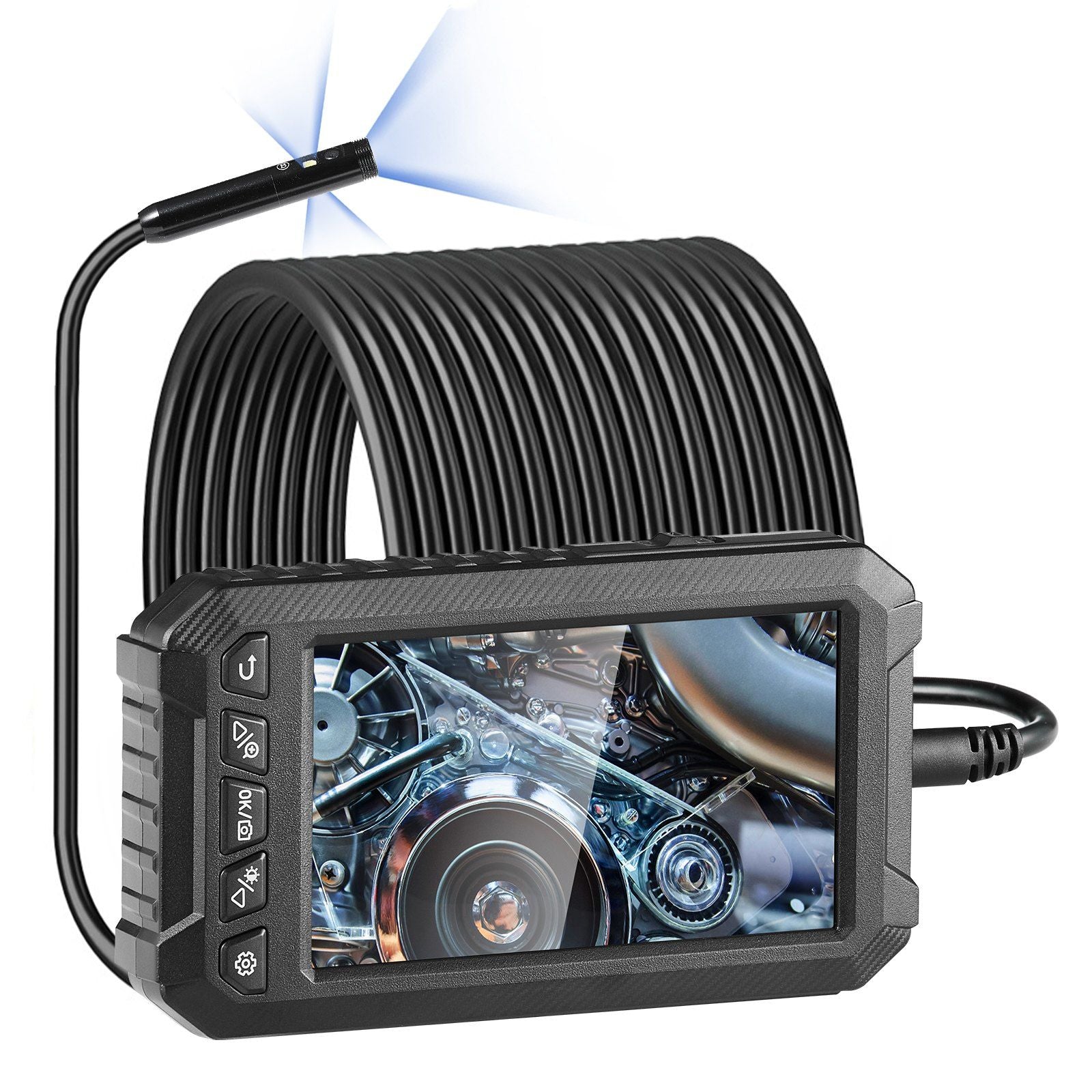 VEVOR Endoscope Camera with Lights Triple Lens Borescope 49.2FT Cable 5 Inch Screen - Inside The Bars