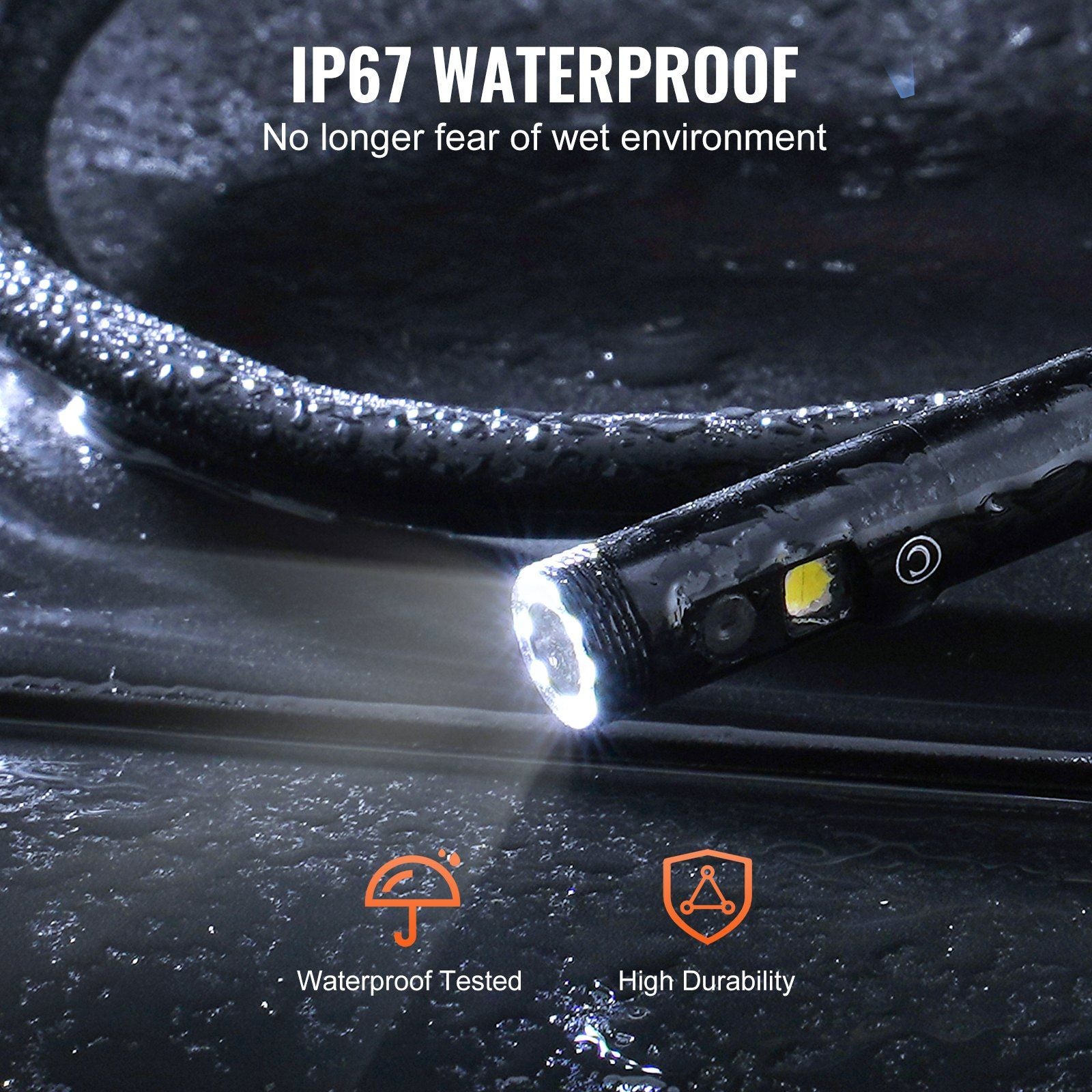 VEVOR Endoscope Camera with Lights Triple Lens Borescope 49.2FT Cable 5 Inch Screen - Inside The Bars