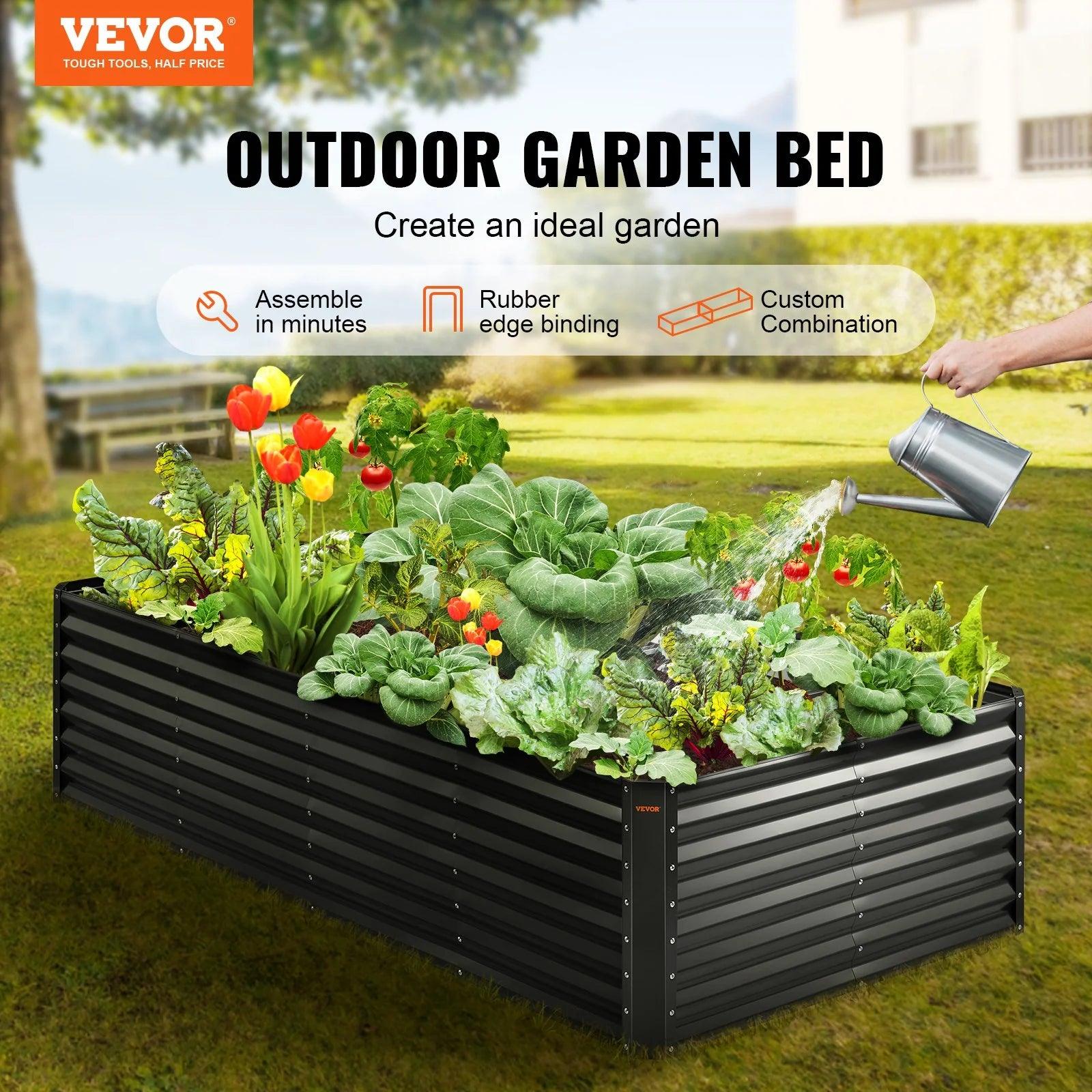 VEVOR Galvanized Raised Garden Bed Planter Box 94.5X47.2 - Inside The Bars