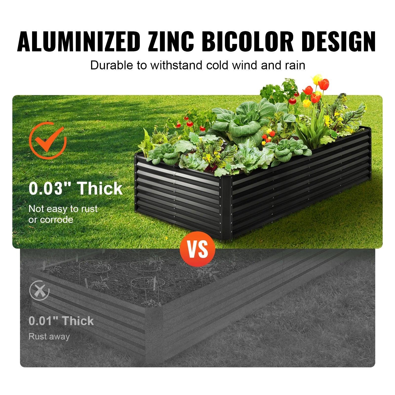 VEVOR Galvanized Raised Garden Bed Planter Box 94.5X47.2 - Inside The Bars