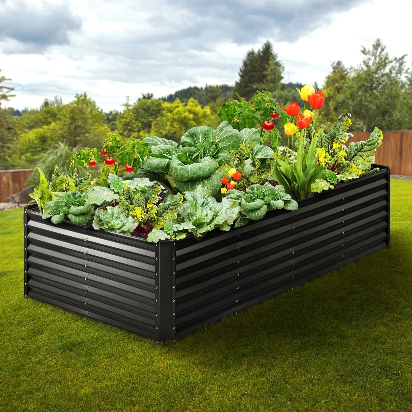 VEVOR Galvanized Raised Garden Bed Planter Box 94.5X47.2 - Inside The Bars