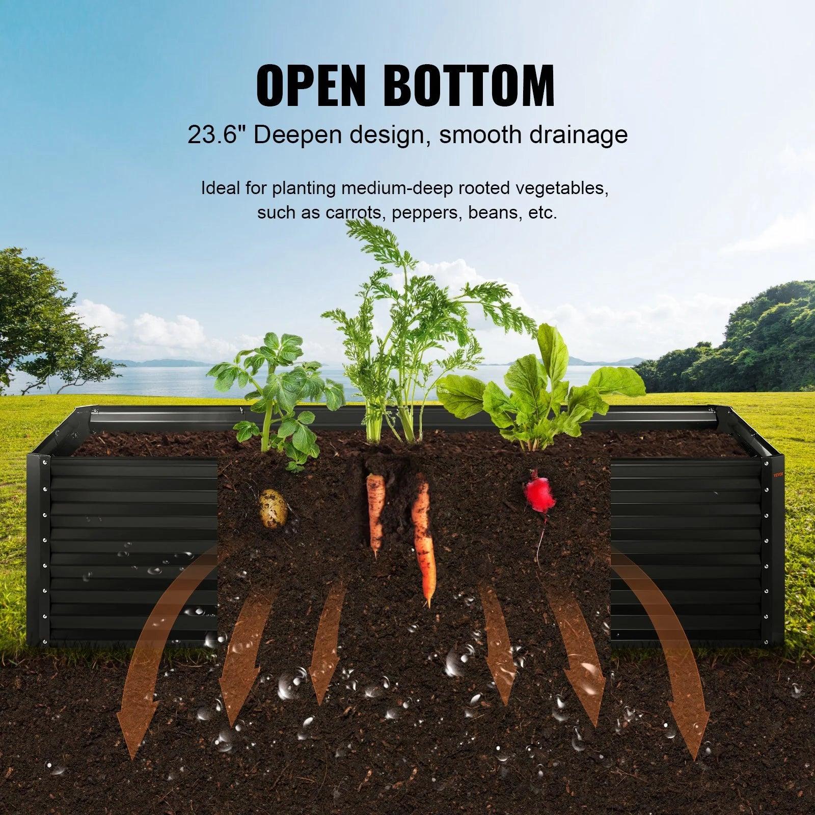 VEVOR Galvanized Raised Garden Bed Planter Box 94.5X47.2 - Inside The Bars