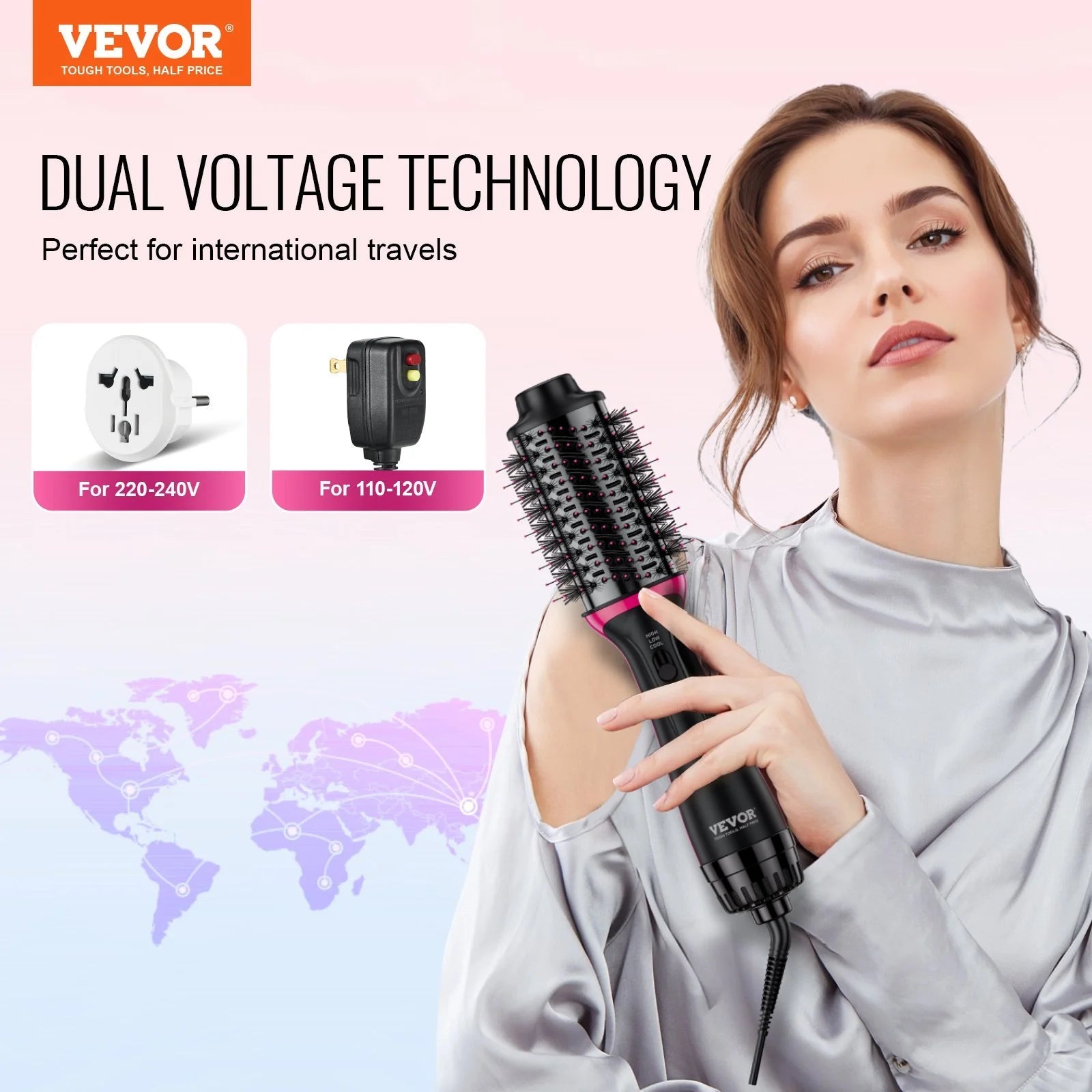 VEVOR Hair Blow Dryer Brush Dual Voltage Hot Air Styler - Inside The Bars