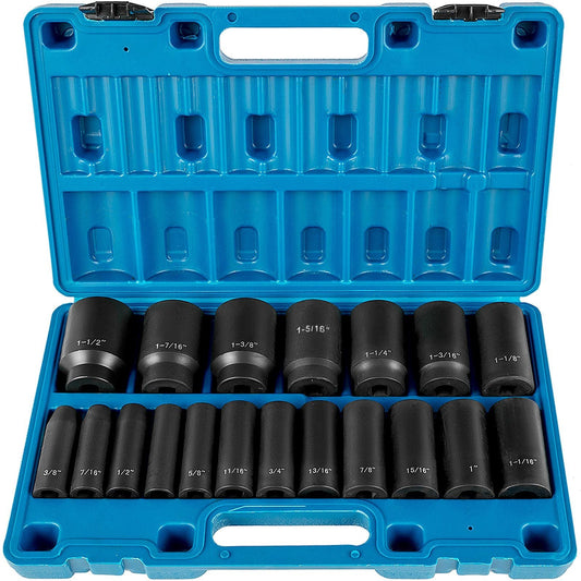 VEVOR Impact Socket Set 1/2 Inches 19 Piece Deep Sockets - Inside The Bars