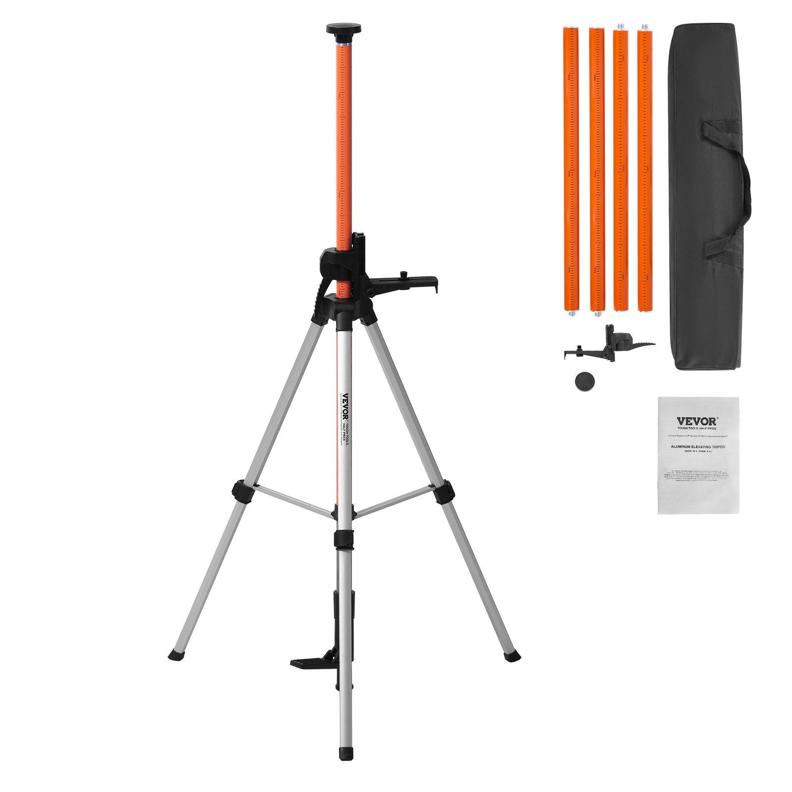 VEVOR Laser Level Tripod 1/4" - 20 & 5/8" - 11 Thread Height Adjust - Inside The Bars
