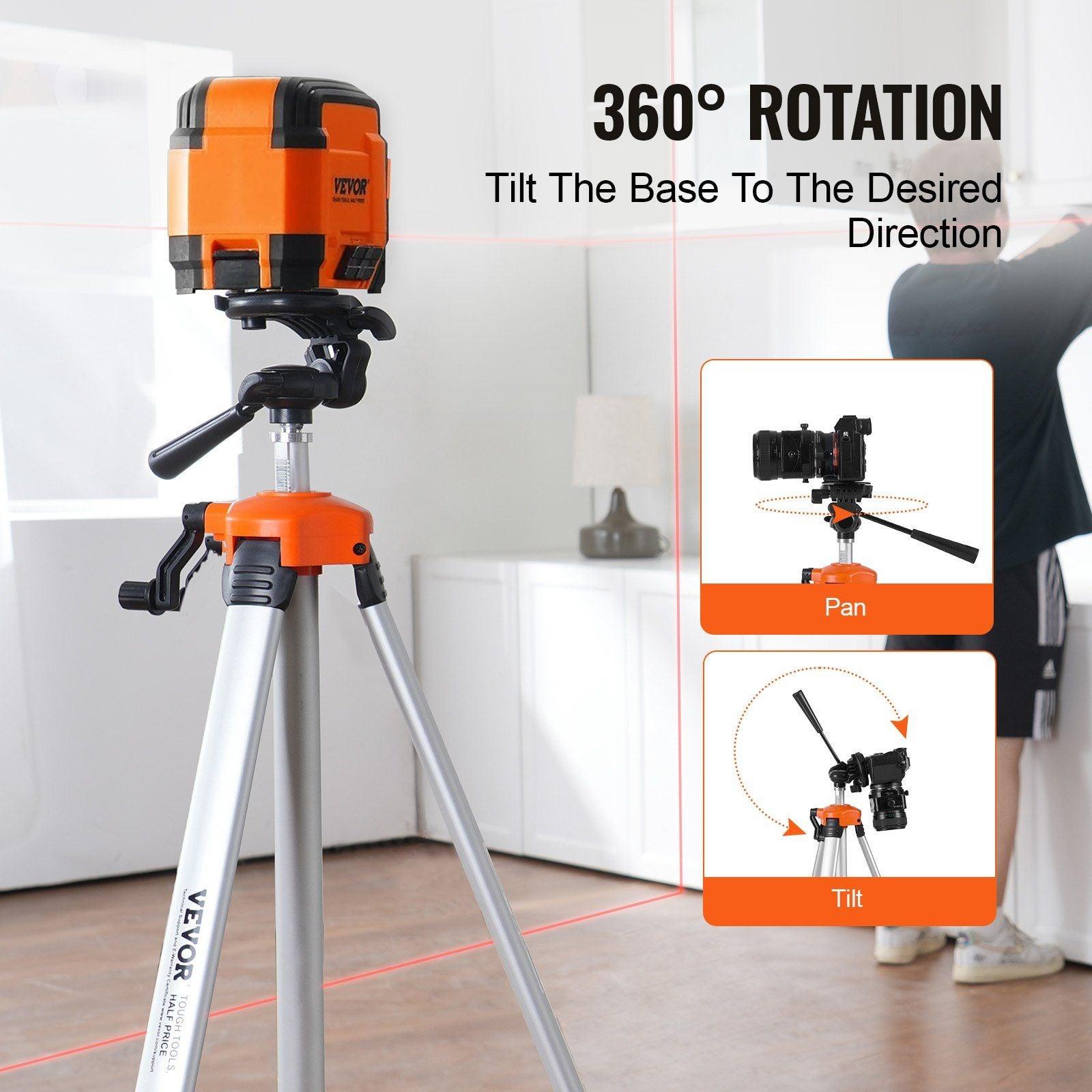 VEVOR Laser Level Tripod ¼ x 20 Thread Height Adjustment - Inside The Bars