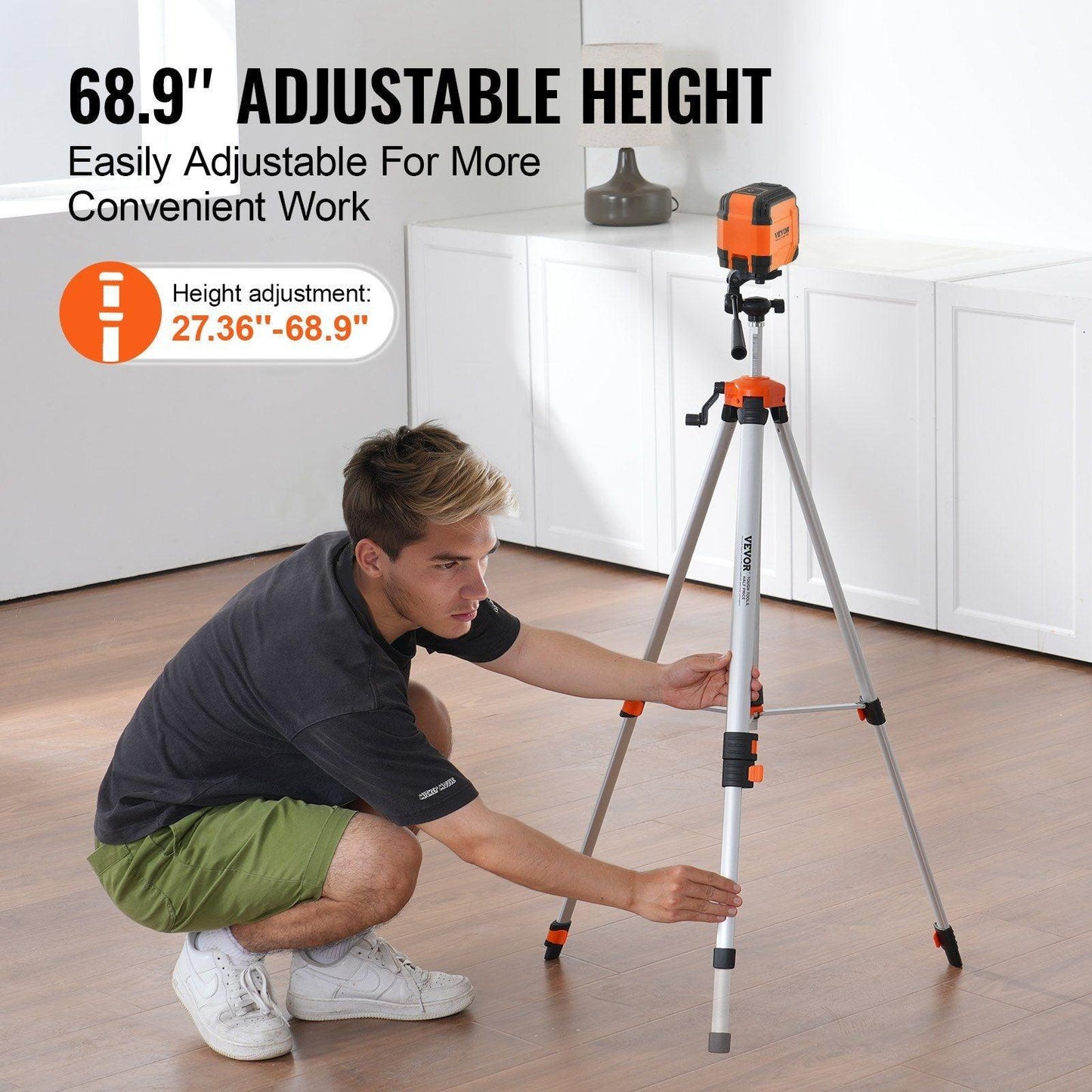 VEVOR Laser Level Tripod ¼ x 20 Thread Height Adjustment - Inside The Bars