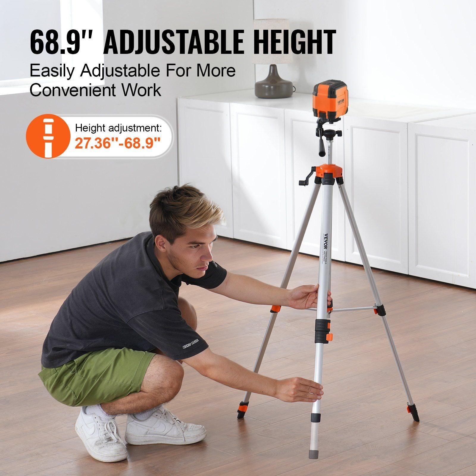 VEVOR Laser Level Tripod ¼ x 20 Thread Height Adjustment - Inside The Bars