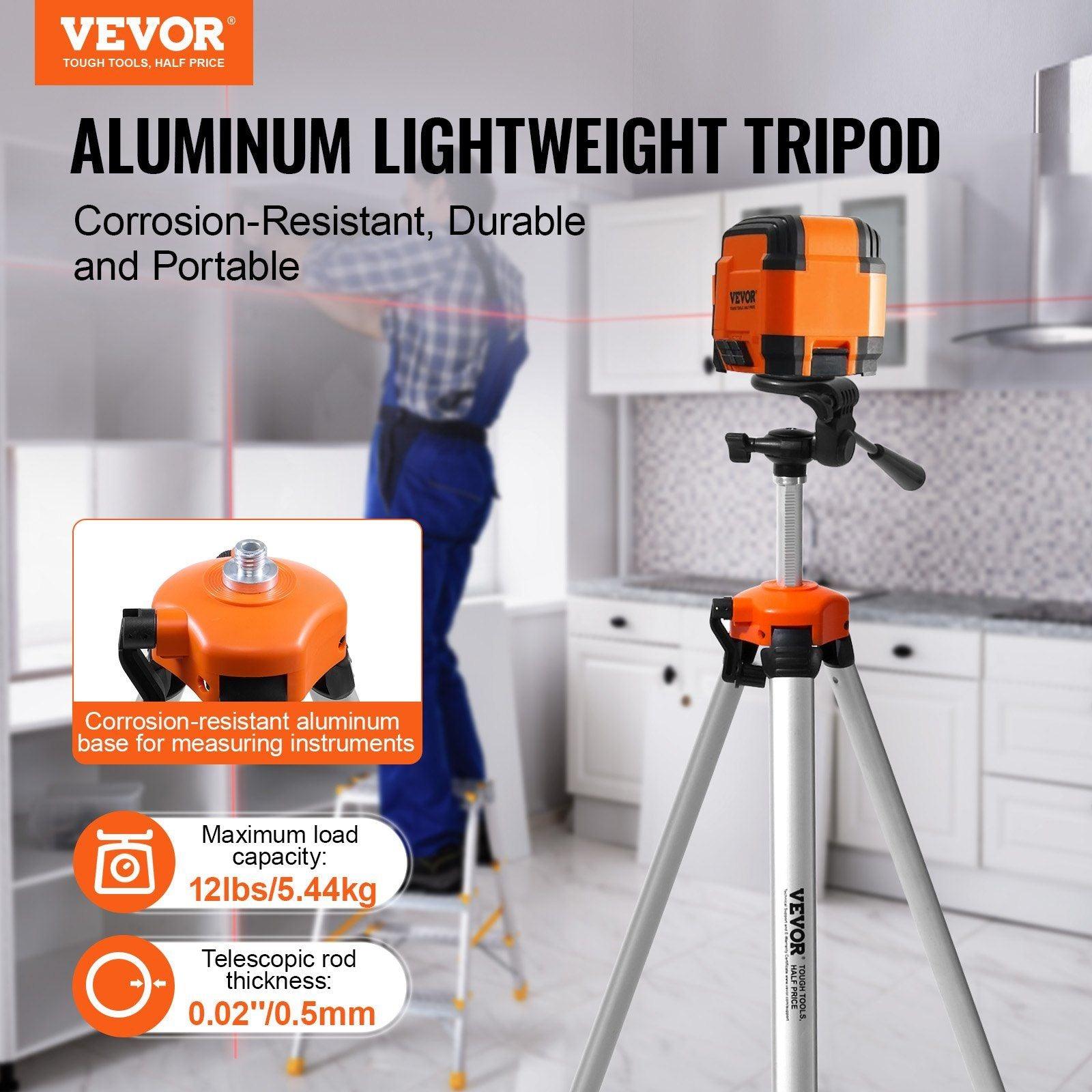 VEVOR Laser Level Tripod ¼ x 20 Thread Height Adjustment - Inside The Bars