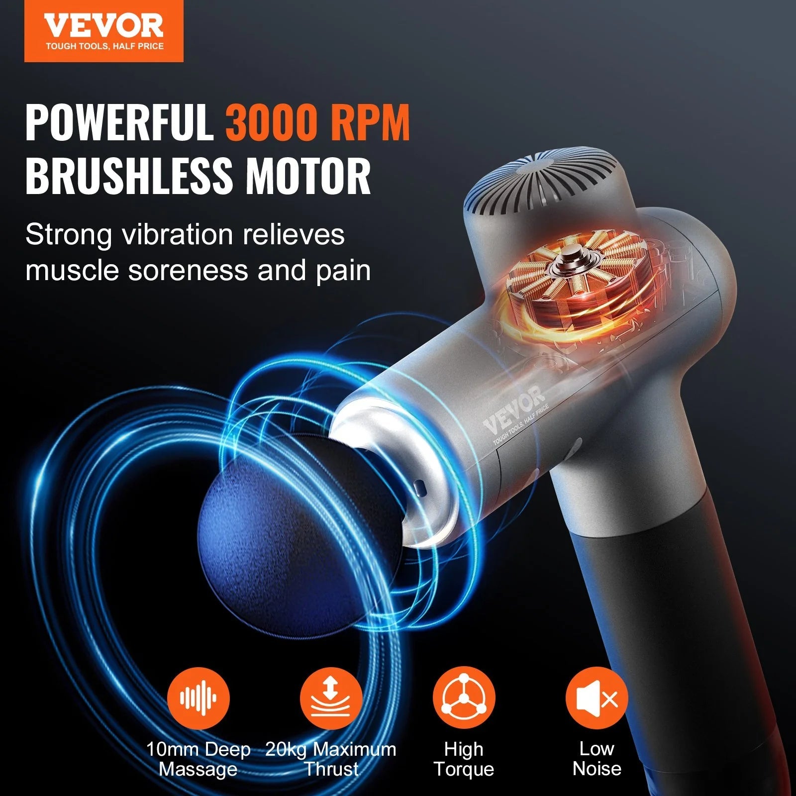 VEVOR Massage Gun Deep Tissue for Pain Relief & Relaxation - Inside The Bars