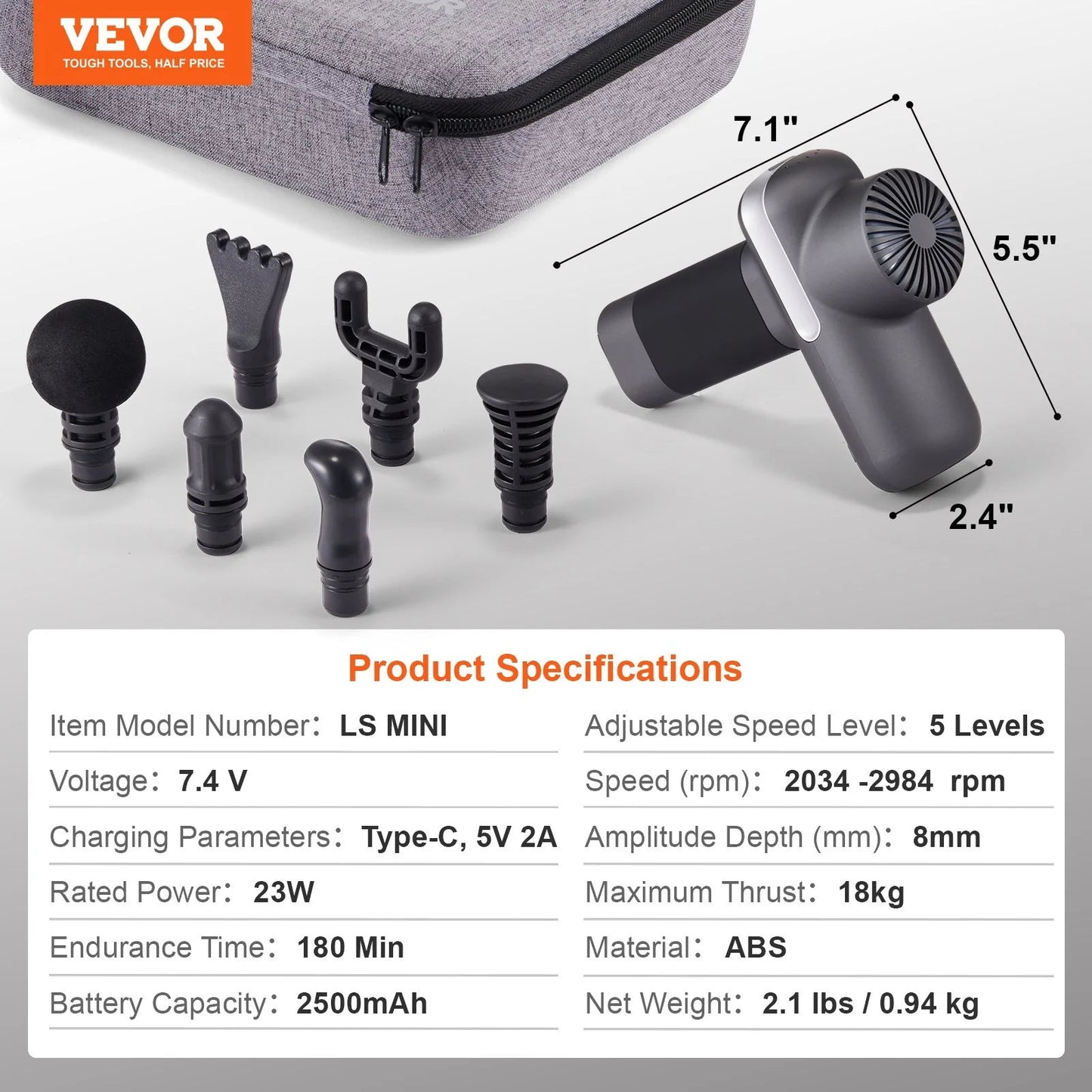 VEVOR Massage Gun Deep Tissue Percussion Muscle Massager - Inside The Bars