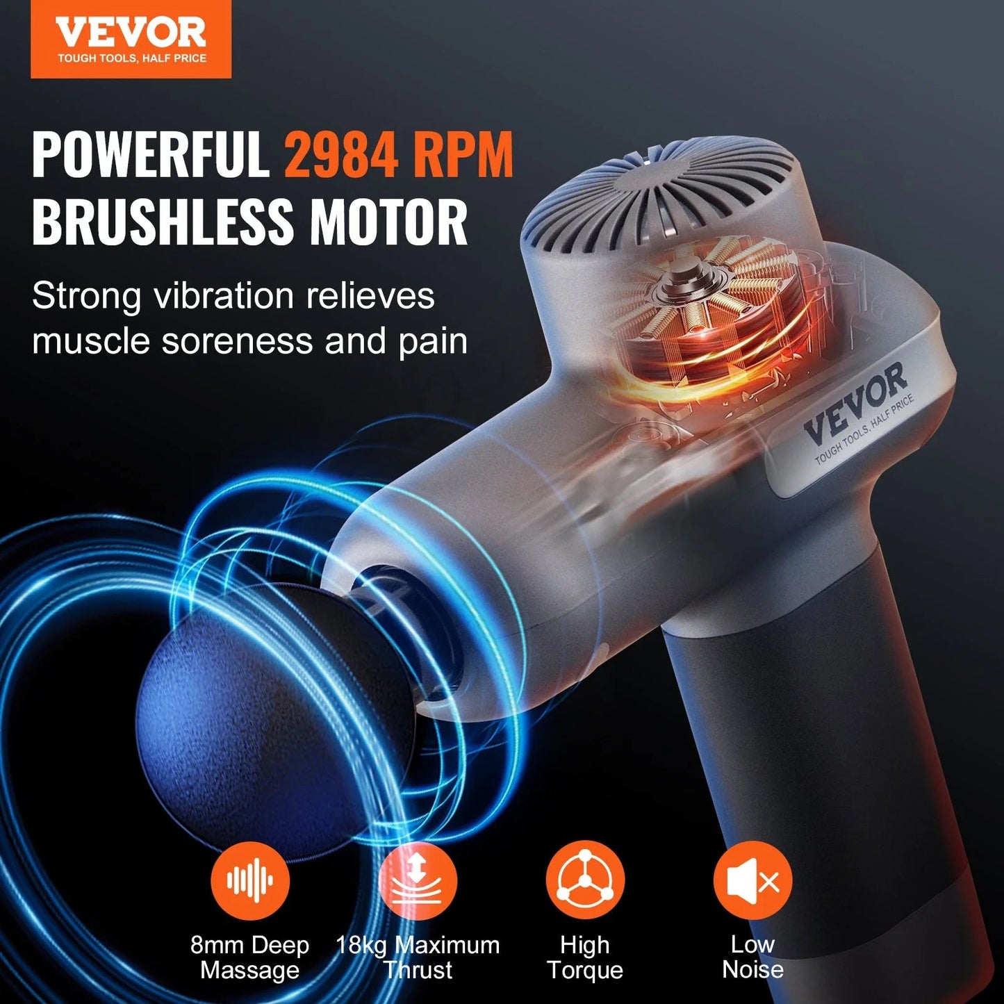 VEVOR Massage Gun Deep Tissue Percussion Muscle Massager - Inside The Bars