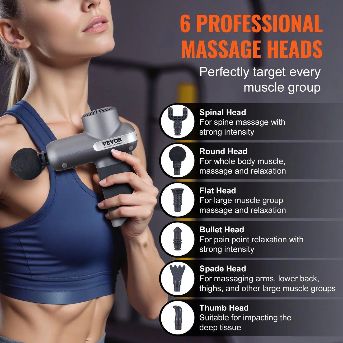 VEVOR Massage Gun Deep Tissue Percussion Muscle Massager - Inside The Bars