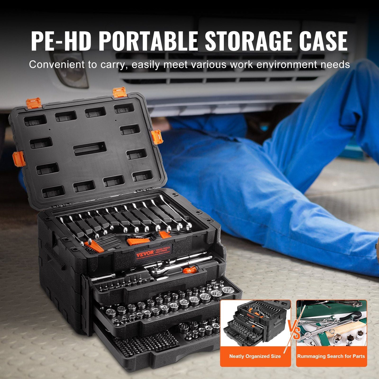 VEVOR Mechanics Tool Set and Socket Set 450 Pcs SAE Metric - Inside The Bars