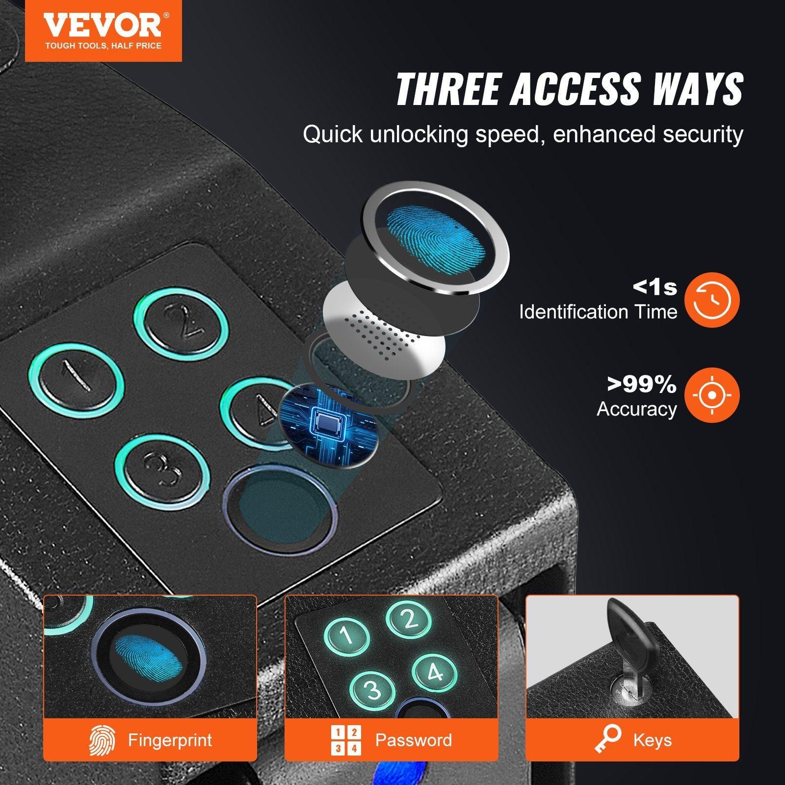 VEVOR Mounted Gun Safe for Pistols with Biometric Access - Inside The Bars