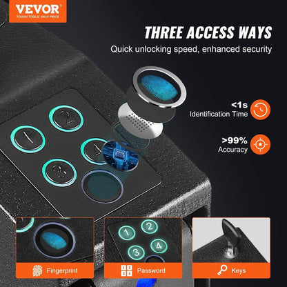 VEVOR Mounted Gun Safe for Pistols with Biometric Access - Inside The Bars