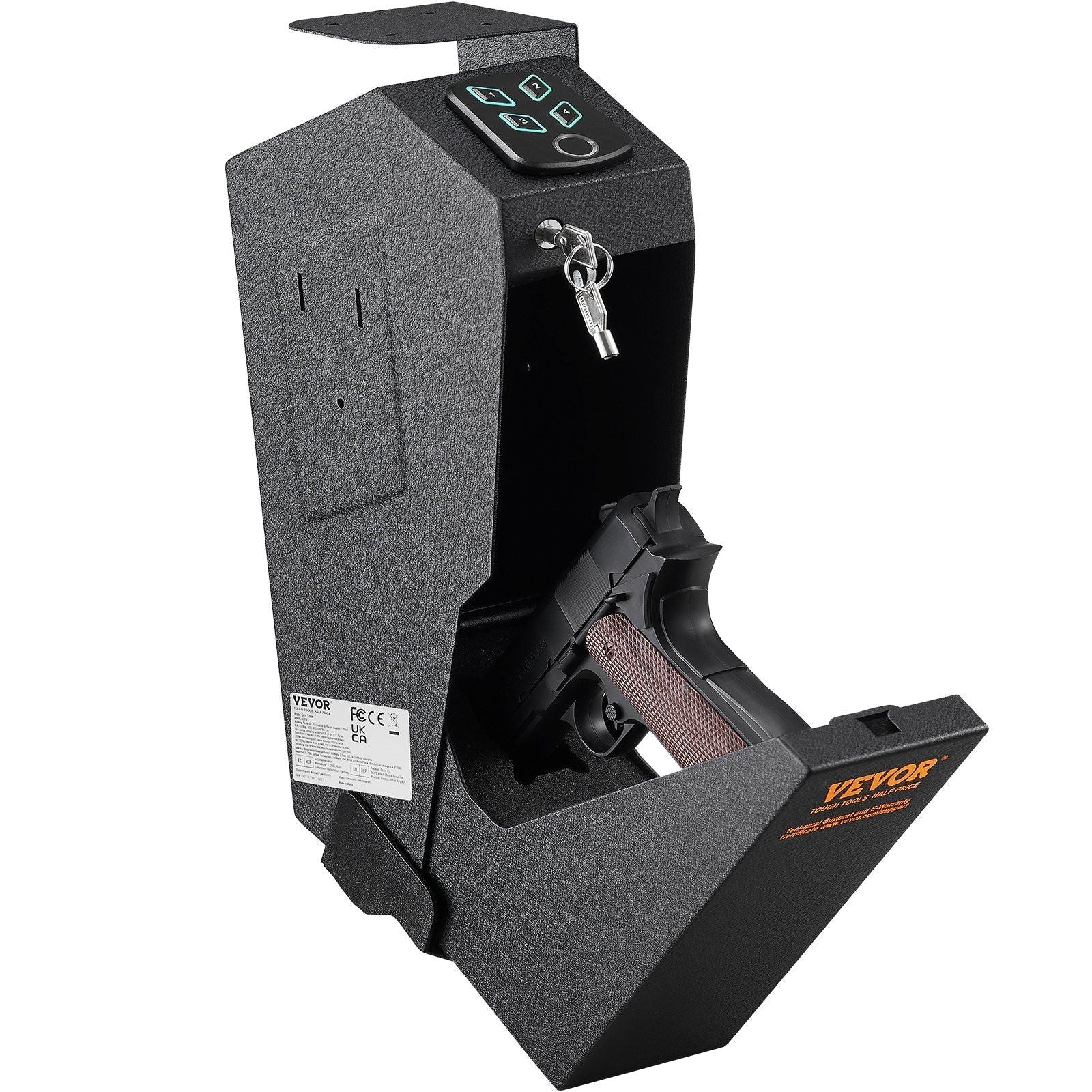 VEVOR Mounted Gun Safe for Pistols with Biometric Access - Inside The Bars