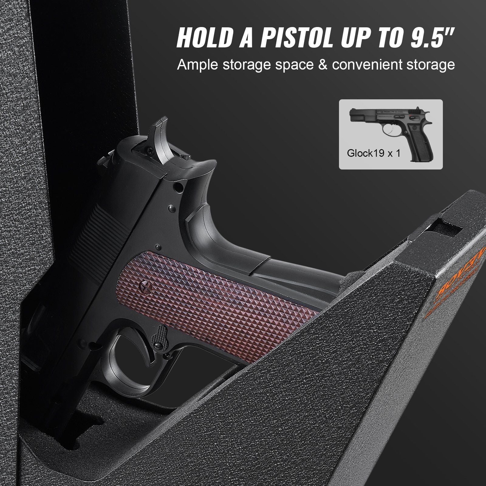 VEVOR Mounted Gun Safe for Pistols with Biometric Access - Inside The Bars