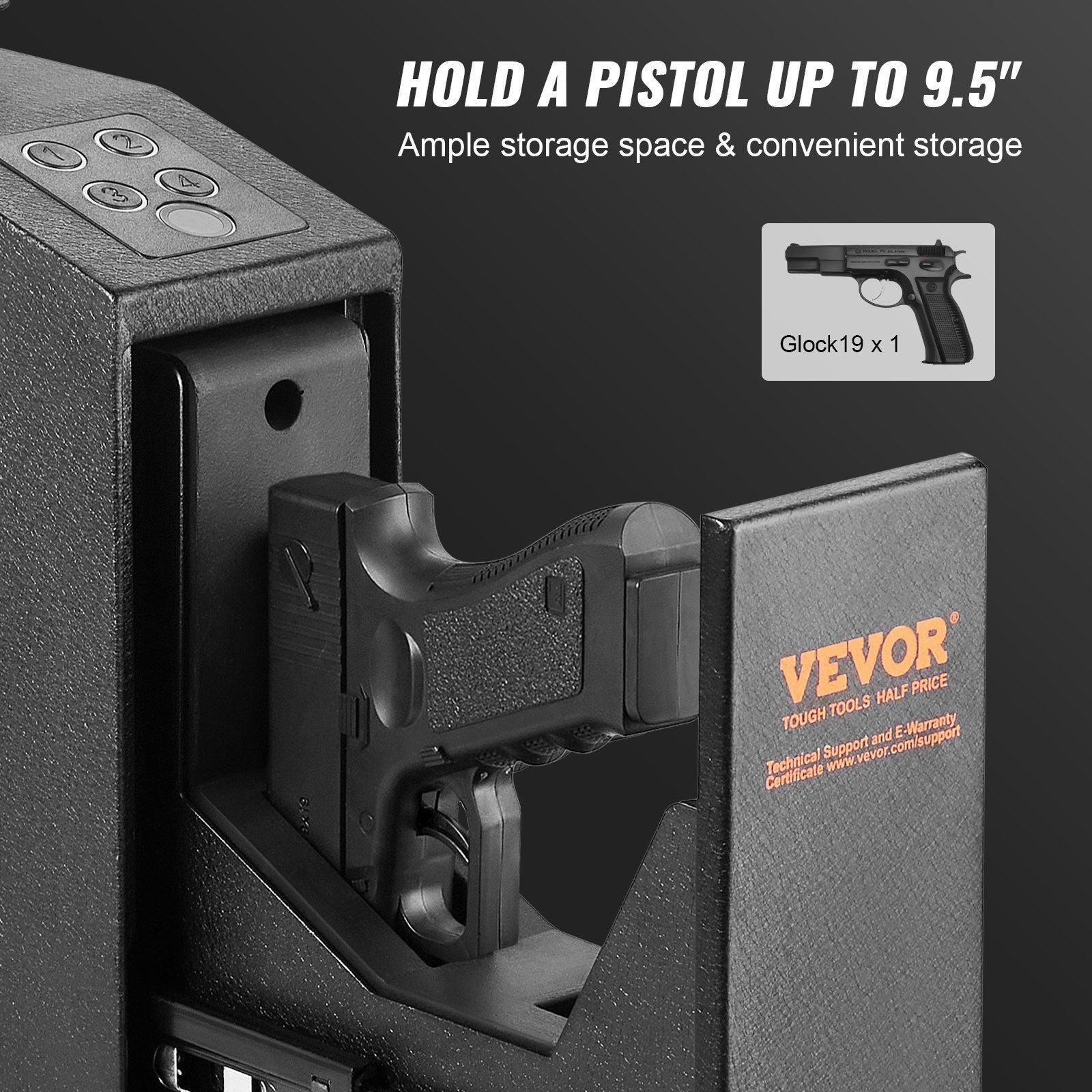 VEVOR Mounted Gun Safe for Pistols with Biometric Access - Inside The Bars