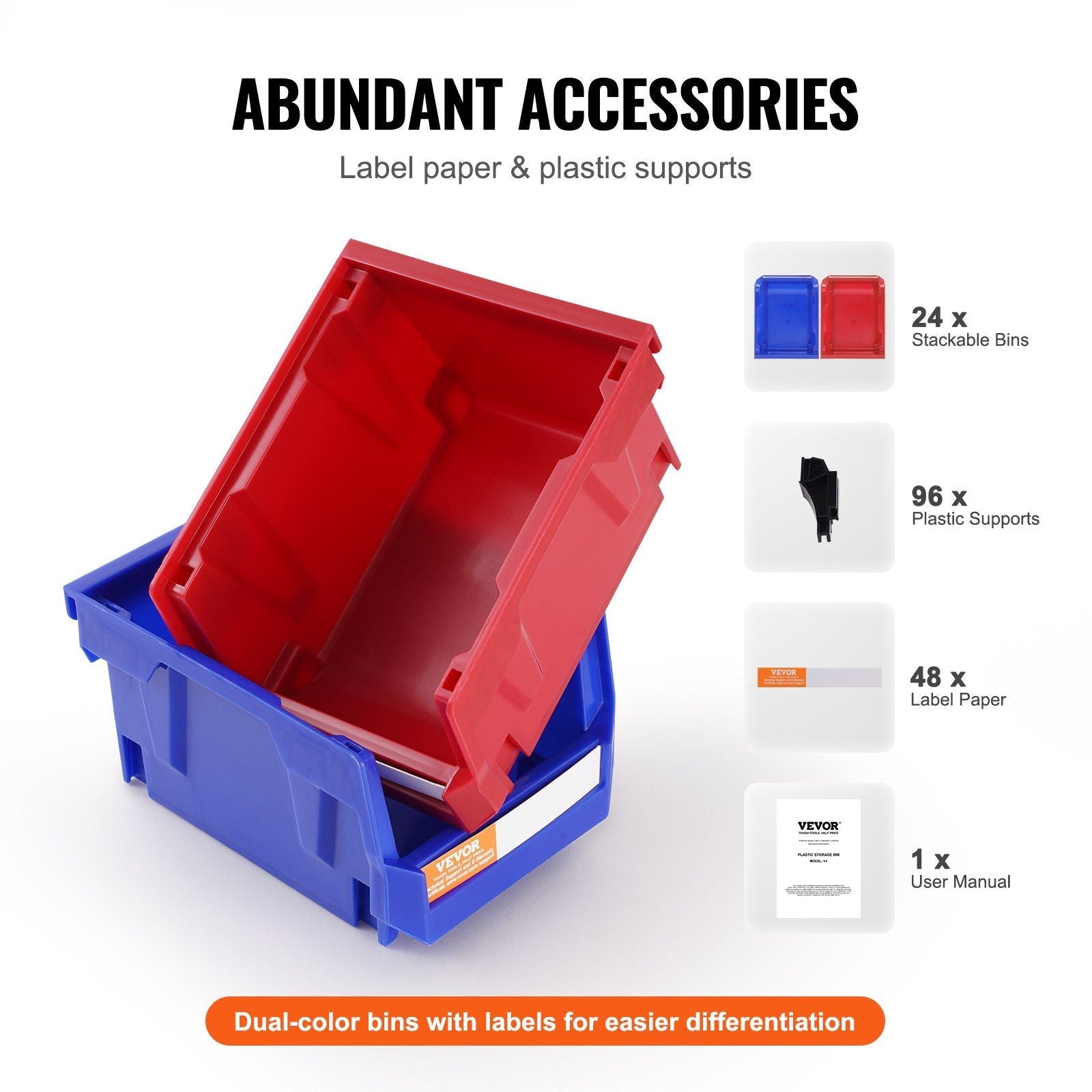 VEVOR Plastic Storage Bin 24 - Pack Heavy Duty Organizer - Inside The Bars