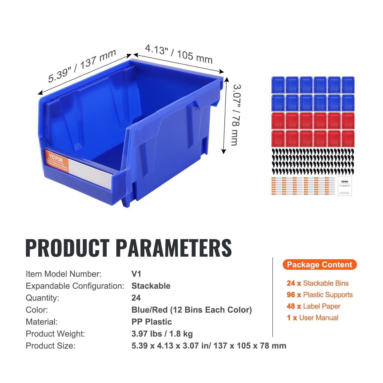 VEVOR Plastic Storage Bin 24 - Pack Heavy Duty Organizer - Inside The Bars