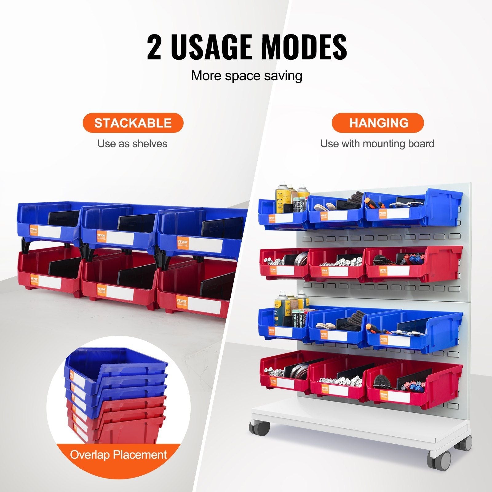 VEVOR Plastic Storage Bin 6 - Pack Heavy Duty Organizer - Inside The Bars