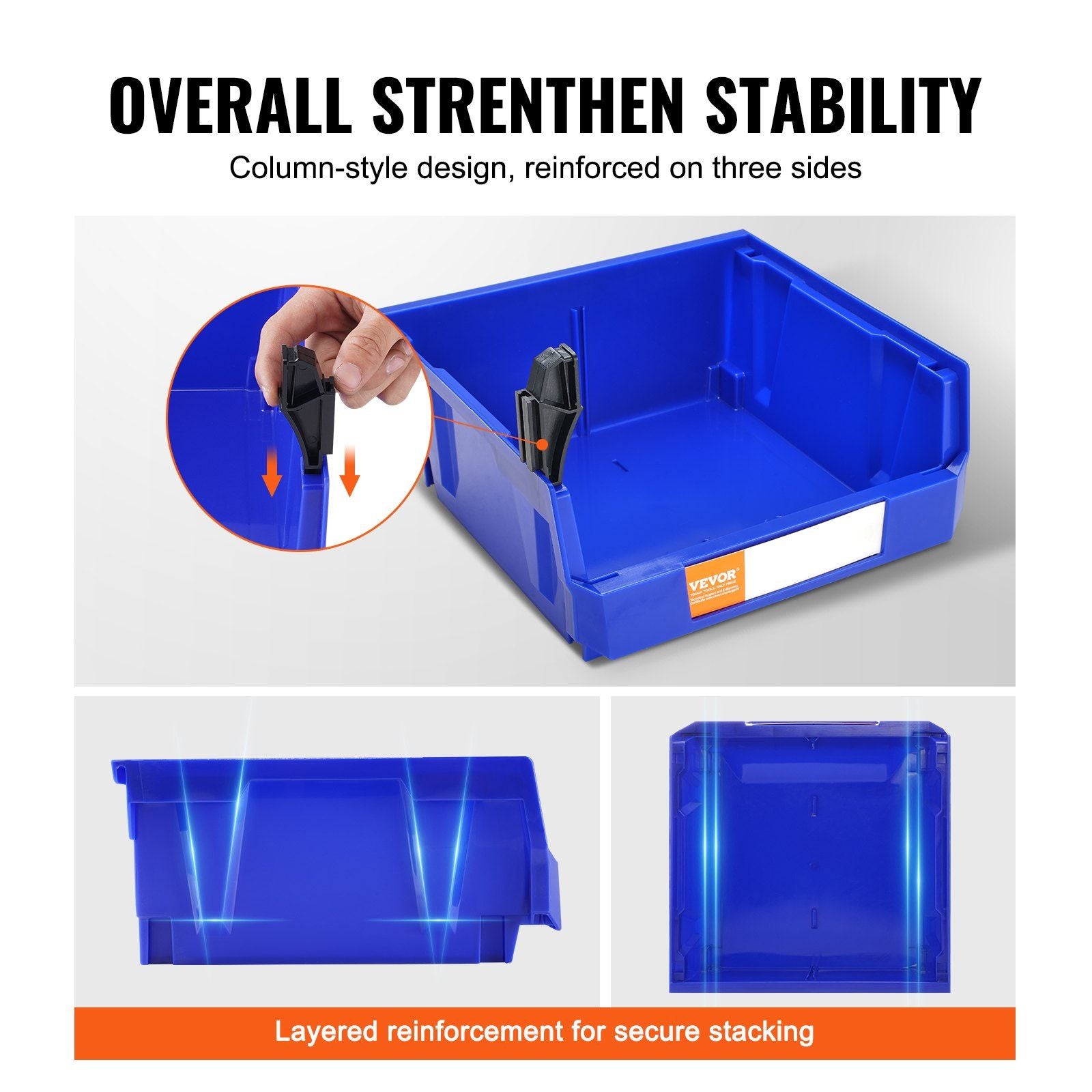 VEVOR Plastic Storage Bin 6 - Pack Heavy Duty Organizer - Inside The Bars
