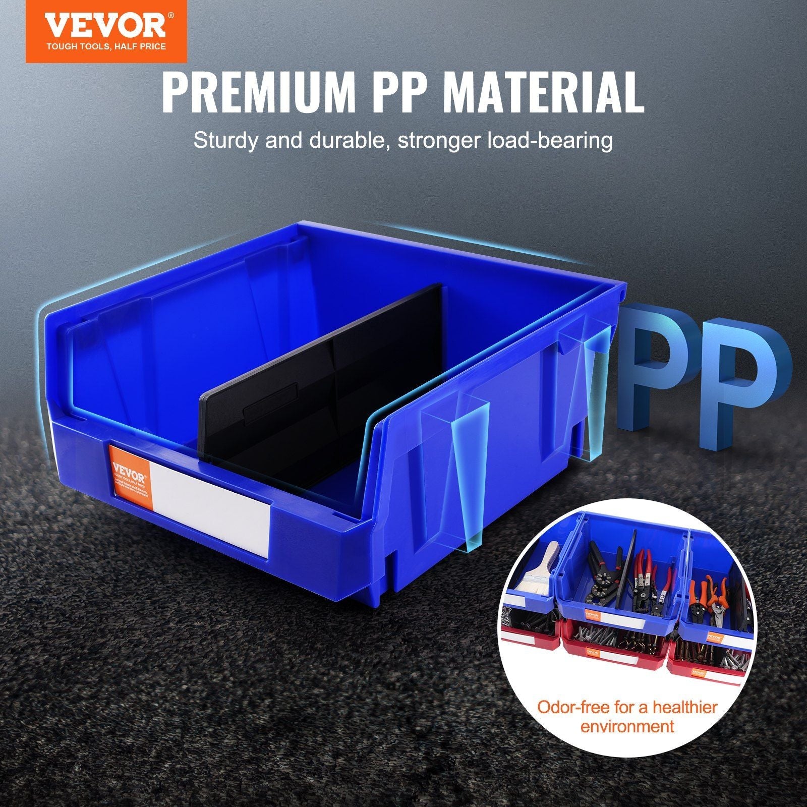 VEVOR Plastic Storage Bin 6 - Pack Heavy Duty Organizer - Inside The Bars