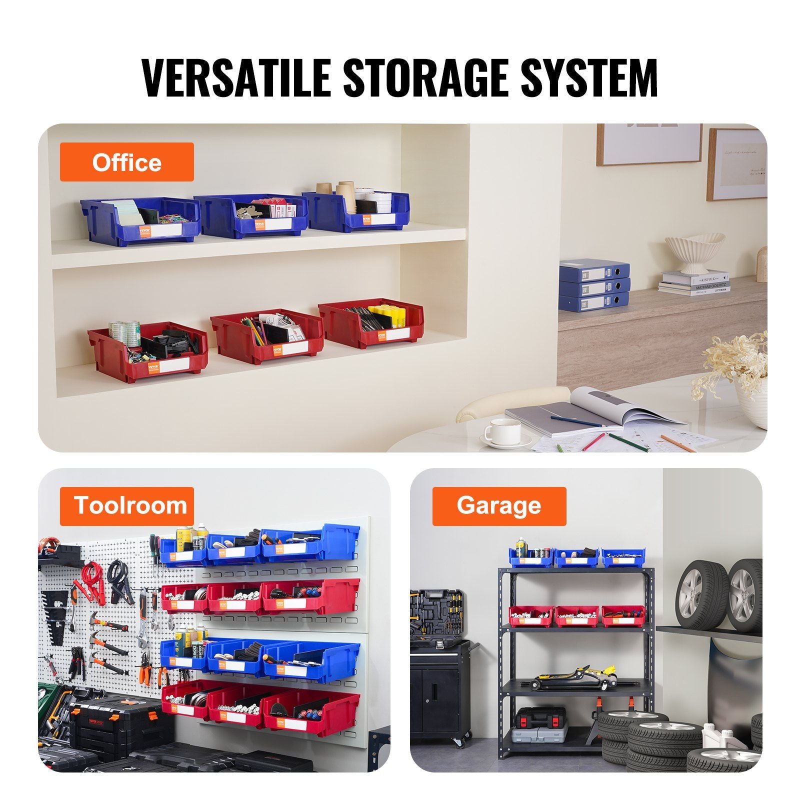 VEVOR Plastic Storage Bin 6 - Pack Heavy Duty Organizer - Inside The Bars