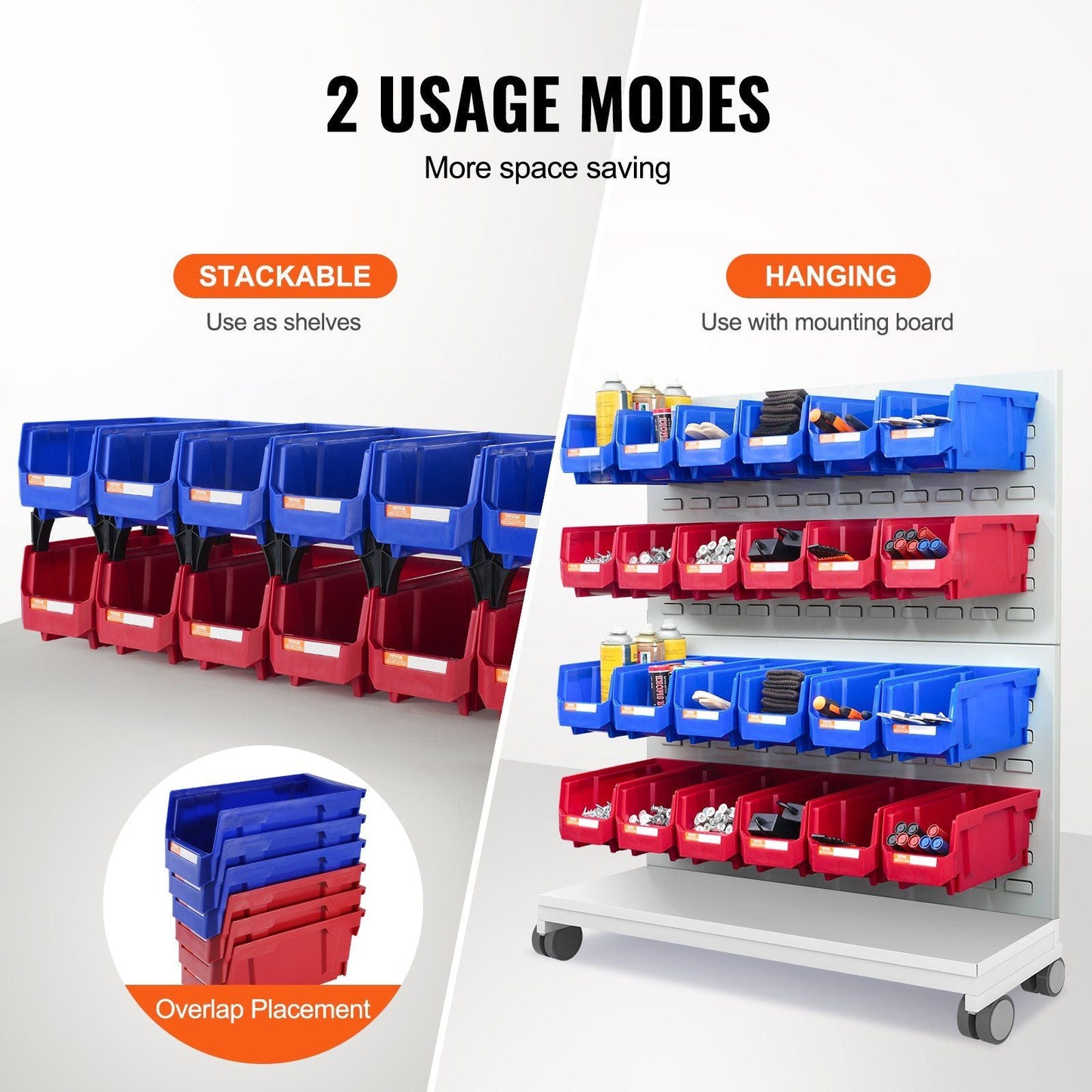 VEVOR Plastic Storage Bin Heavy Duty 12 - Pack Stackable - Inside The Bars