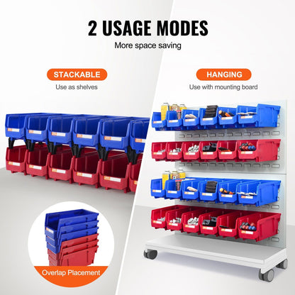 VEVOR Plastic Storage Bin Heavy Duty 12 - Pack Stackable - Inside The Bars