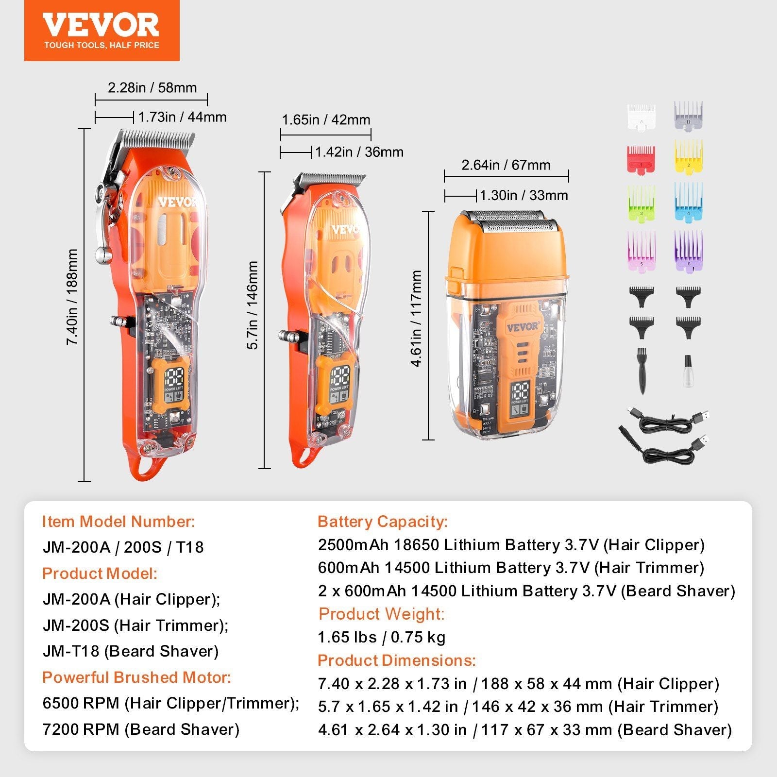 VEVOR Professional Hair Clipper for Men 3 - in - 1 Trimmer Set - Inside The Bars