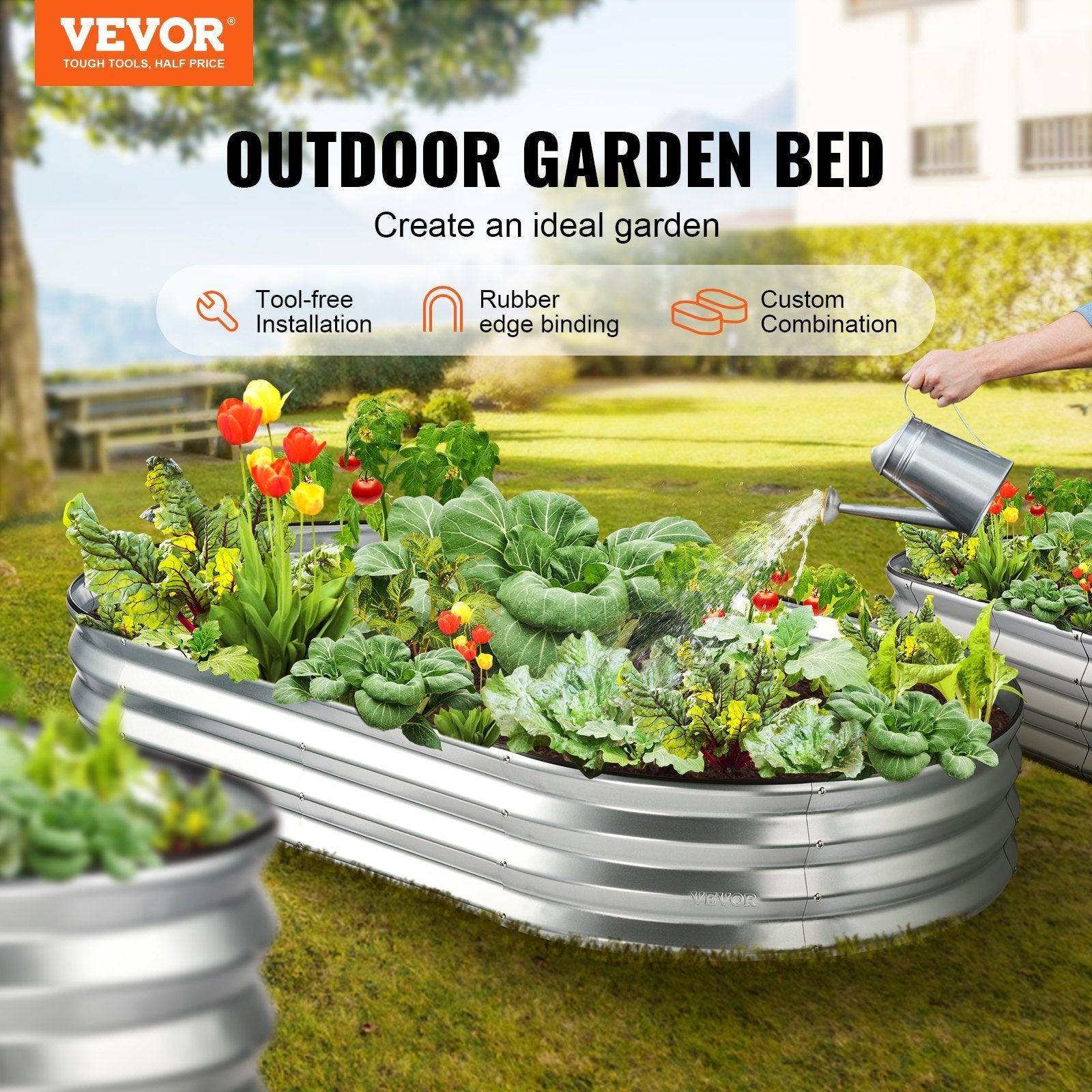 VEVOR Raised Garden Bed Galvanized Metal Planter Box Silver - Inside The Bars