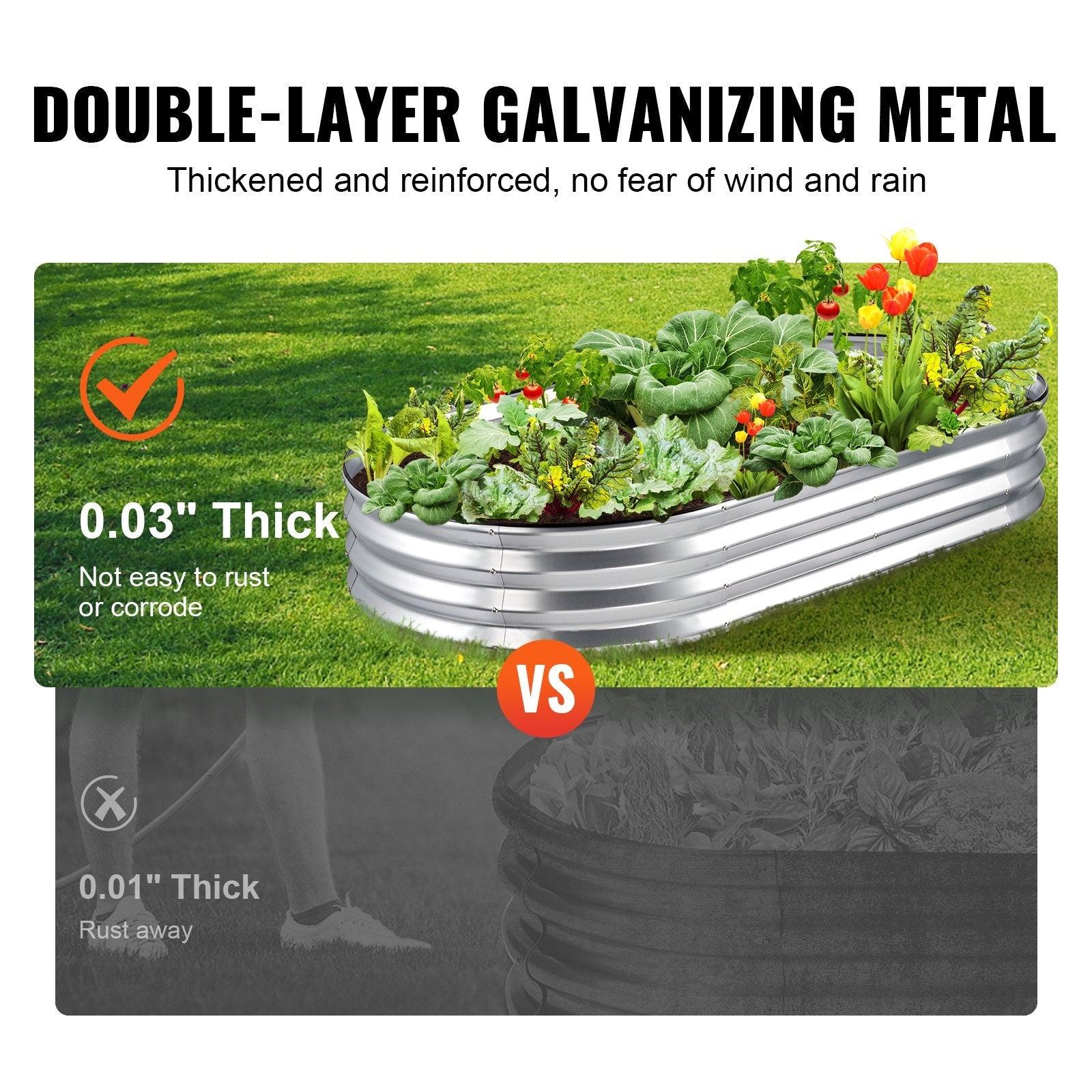 VEVOR Raised Garden Bed Galvanized Metal Planter Box Silver - Inside The Bars