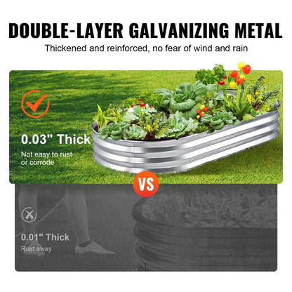 VEVOR Raised Garden Bed Galvanized Metal Planter Box Silver - Inside The Bars