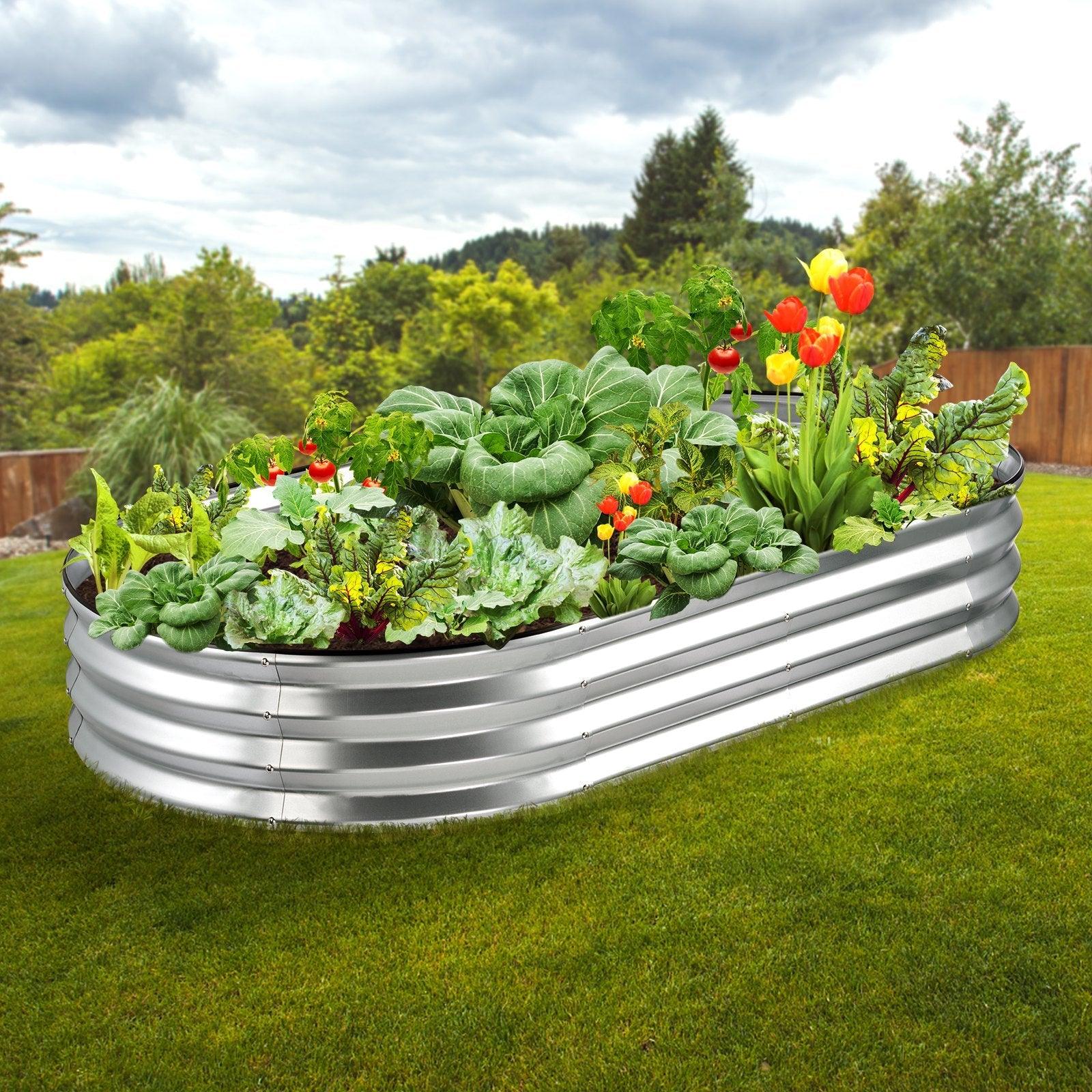 VEVOR Raised Garden Bed Galvanized Metal Planter Box Silver - Inside The Bars