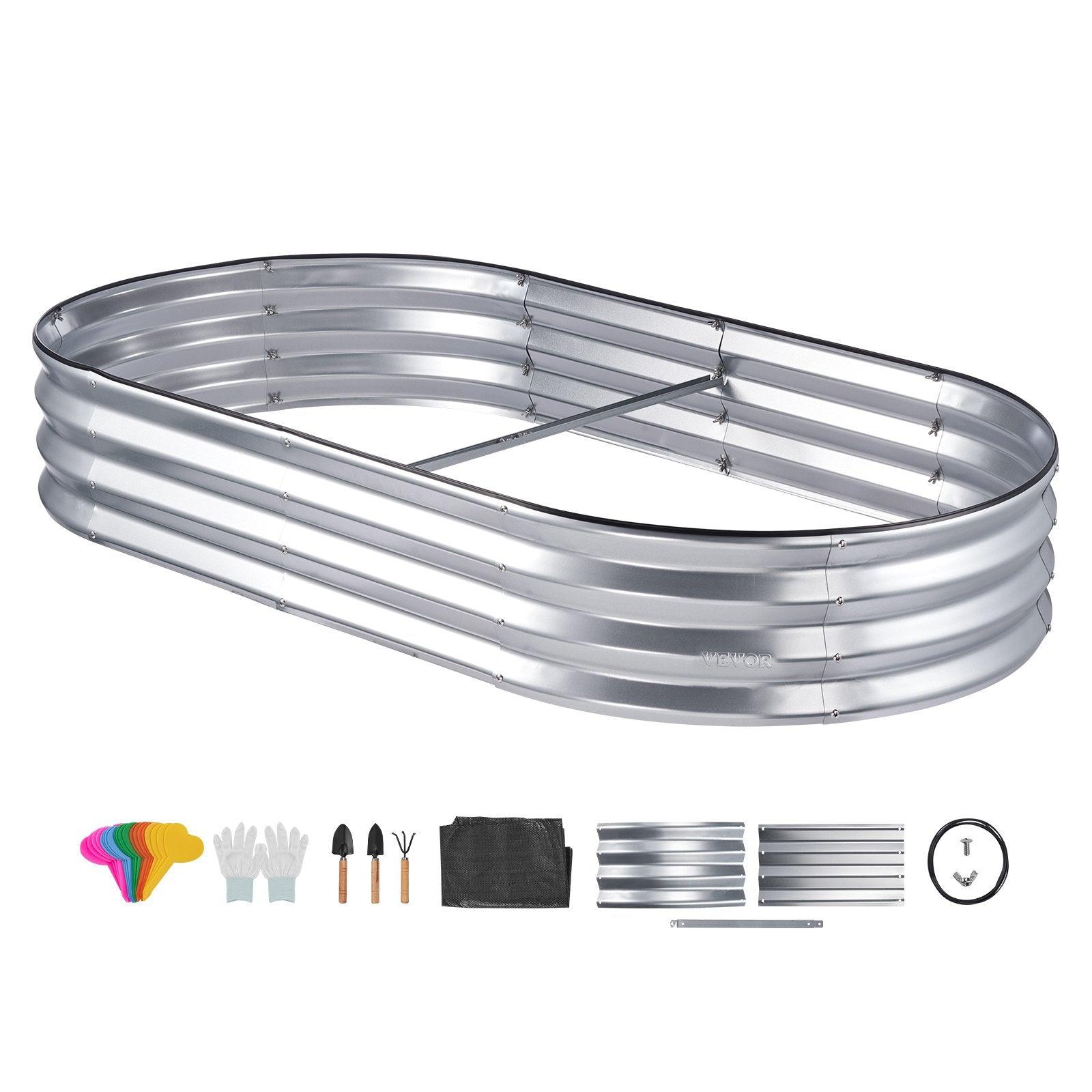 VEVOR Raised Garden Bed Galvanized Metal Planter Box Silver - Inside The Bars