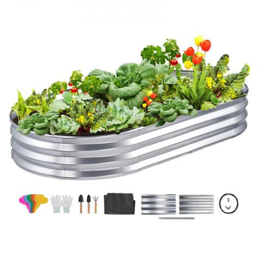 VEVOR Raised Garden Bed Galvanized Metal Planter Box Silver - Inside The Bars