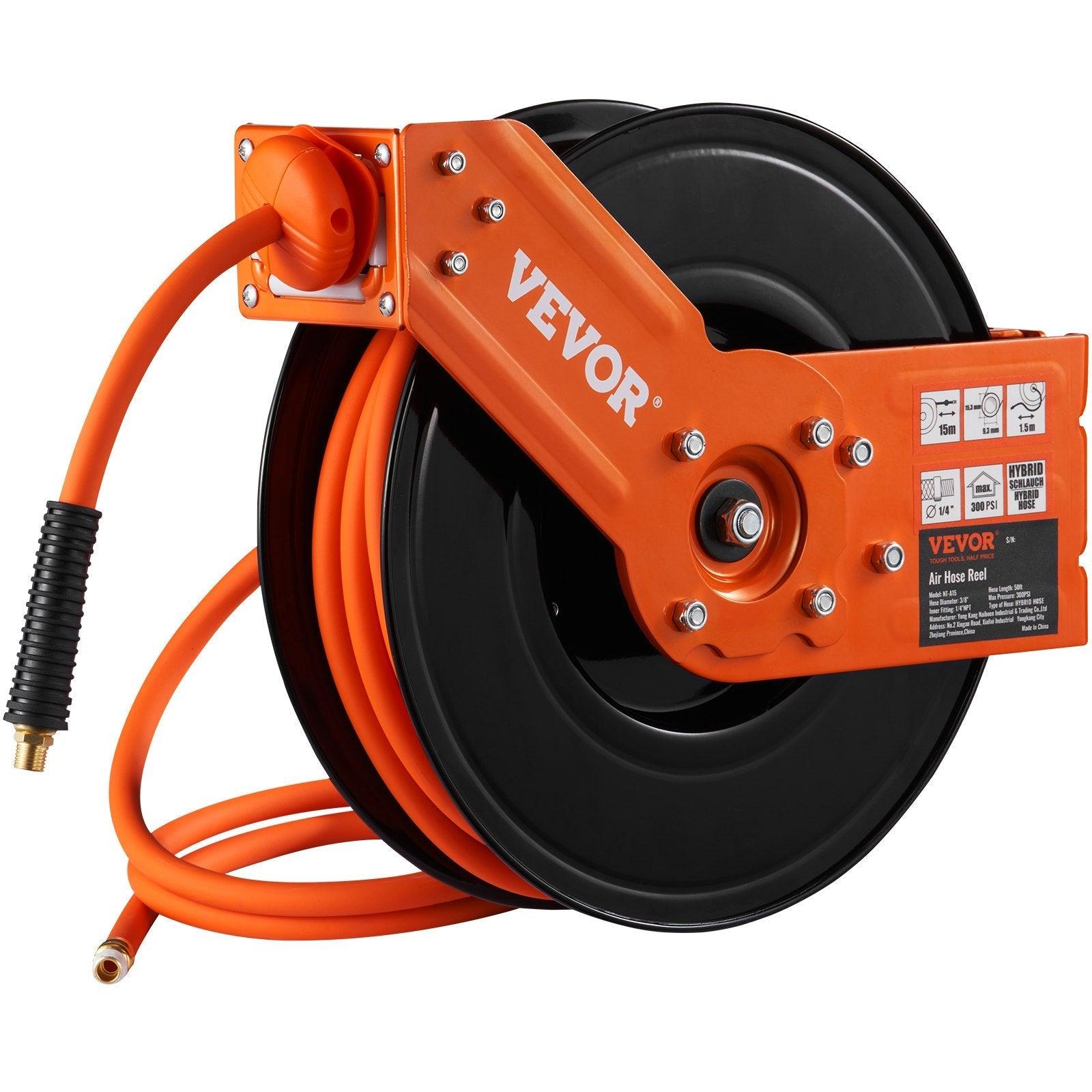 VEVOR Retractable Air Hose Reel 50 FT Hybrid 300PSI - Inside The Bars